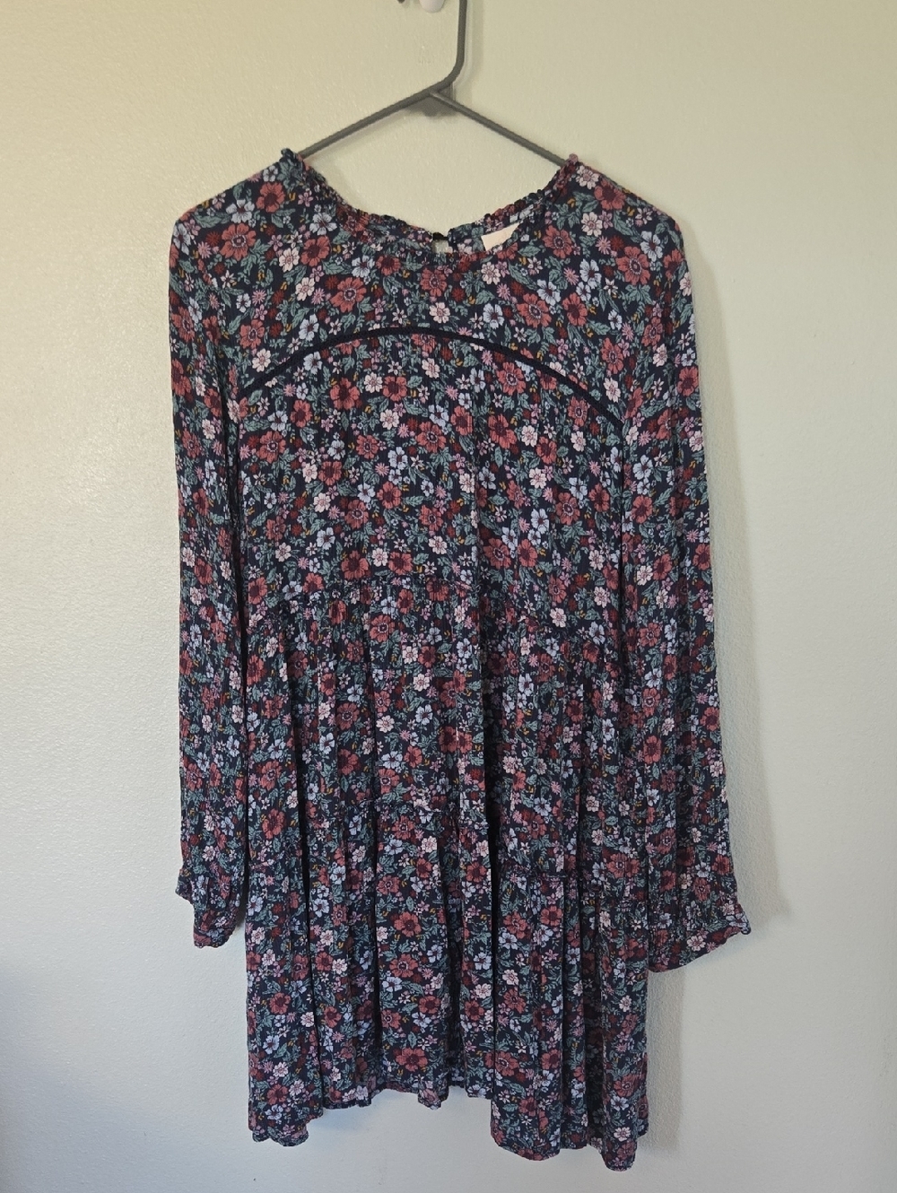 Knox Rose | Navy Floral Baby Doll Dress Size Large